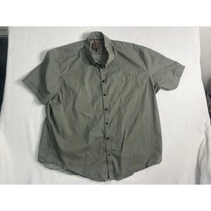Johnny Bigg Green Geometric Short Sleeve Button-Up Shirt 4XL Big & Tall